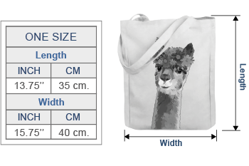Alpaca Lady Tote Bag Size chart