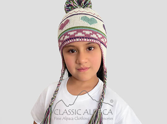 Alpaca Kids - Heart Alpaca Hat With Ear Flaps