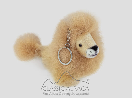 Baby Alpaca Fur Little Lion Keychain 4 Inches