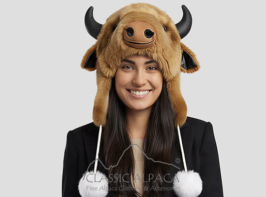PREMIUM Baby Alpaca Fur - Buffalo Hat With Ear Flaps