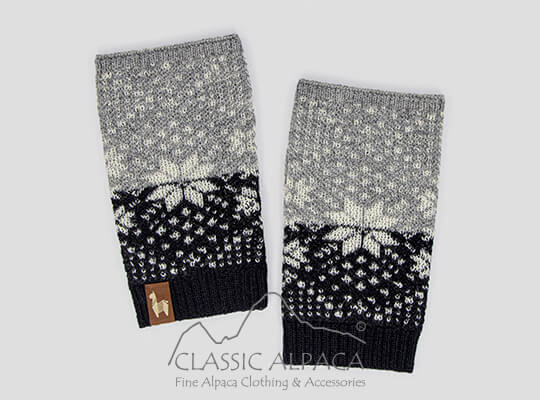 Snowflake Baby Alpaca Fingerless Gloves