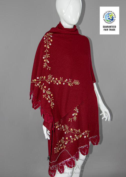 Alpaca-Mercerized Pima Shawl Embroidered
