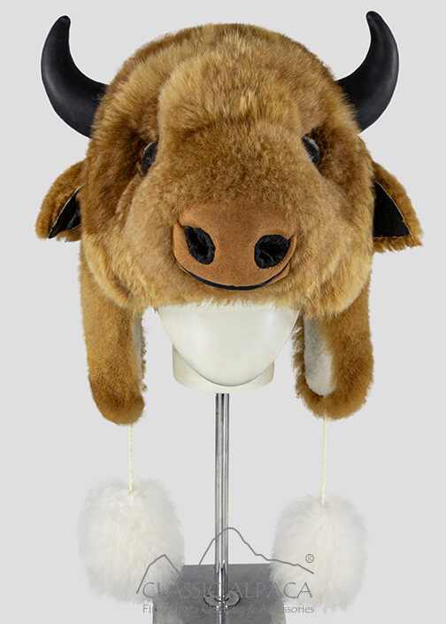 PREMIUM Baby Alpaca Fur Buffalo Hat With Ear Flaps