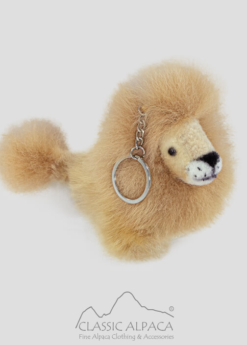 Baby Alpaca Fur Little Lion Keychain 4 Inches