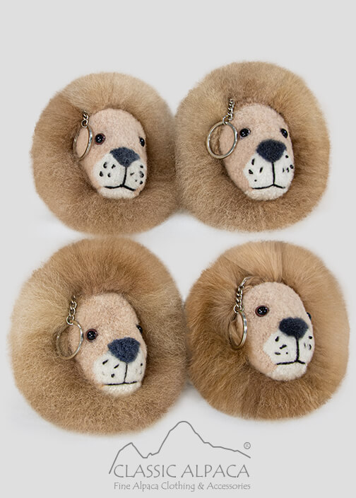 Baby Alpaca Fur - Lion Face Keychain 5 Inches