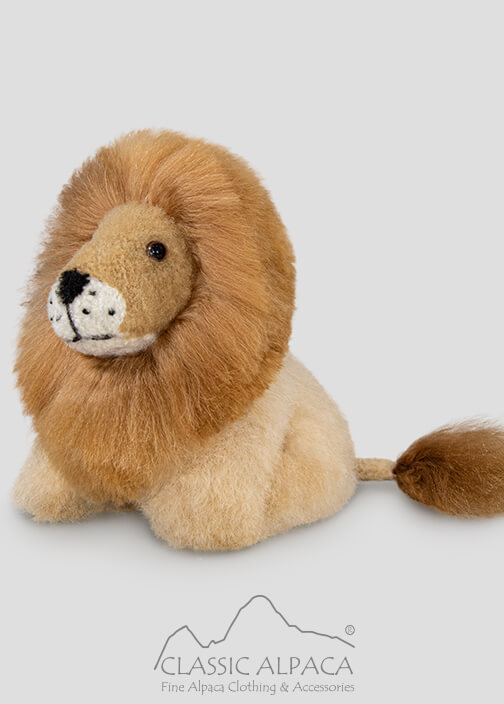 Baby Alpaca Fur-Cushing Lion Ornament 6 Inches