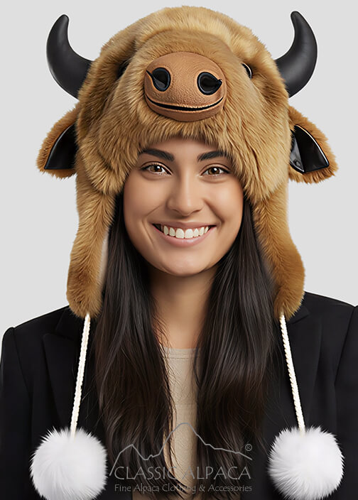 PREMIUM Baby Alpaca Fur - Buffalo Hat With Ear Flaps