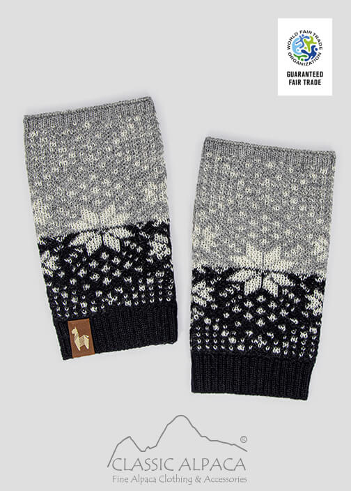 Snowflake Baby Alpaca Fingerless Gloves