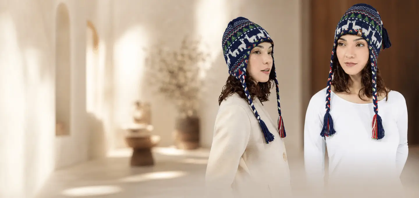 Alpine Ski Alpaca Hat with Ear Flaps - Fleece Lining