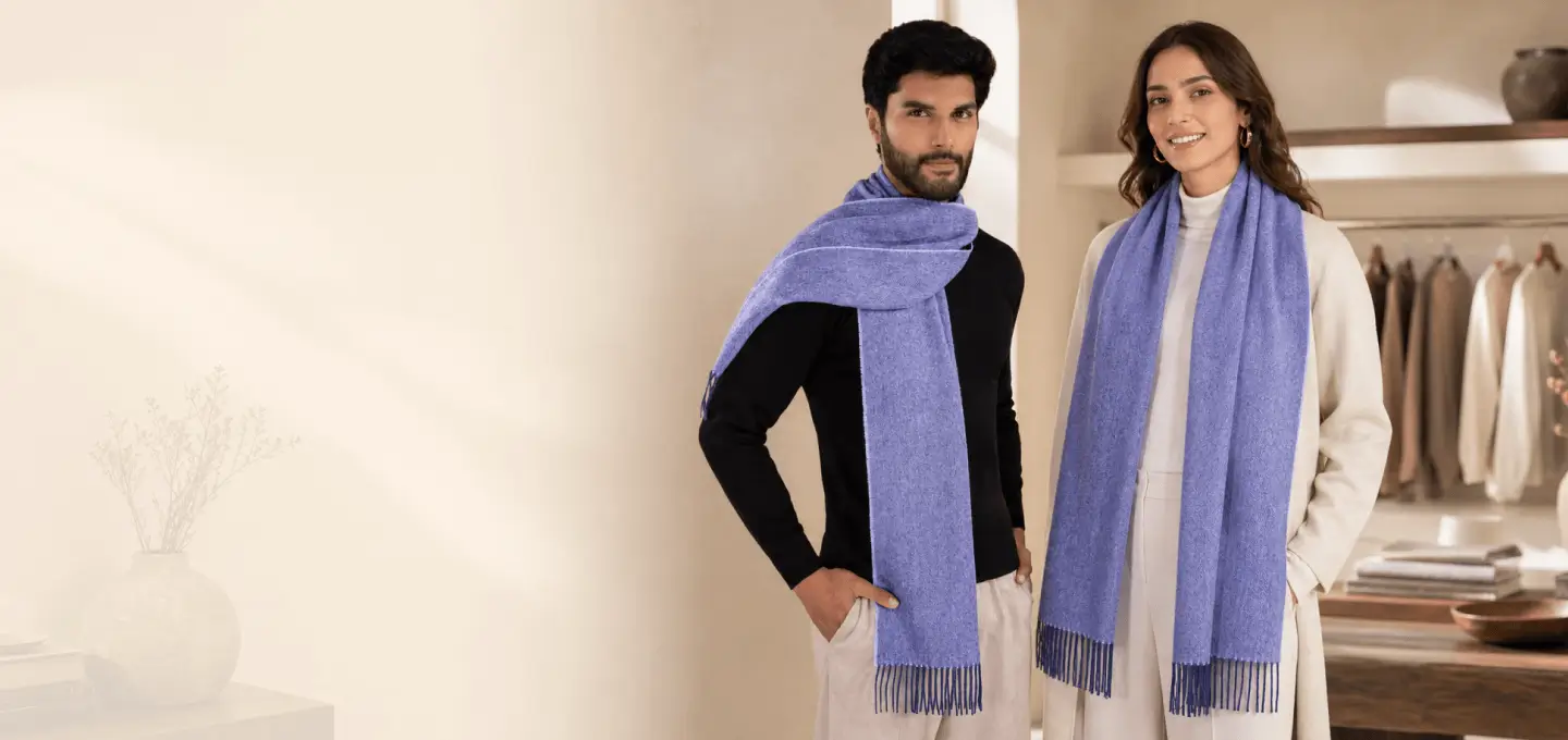 Woven & Brushed Herringbone Baby Alpaca Scarf