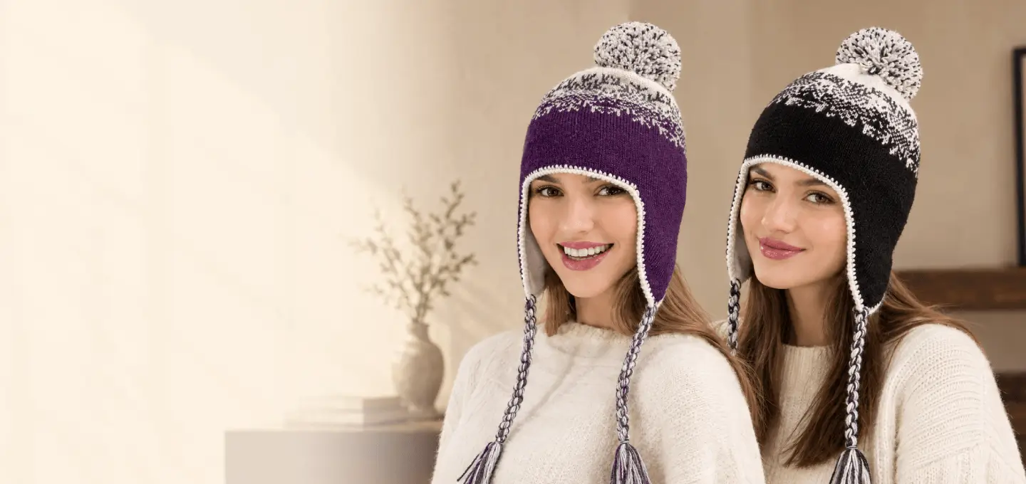 Norway Ski Hat with Ear Flaps - Fleece Lining