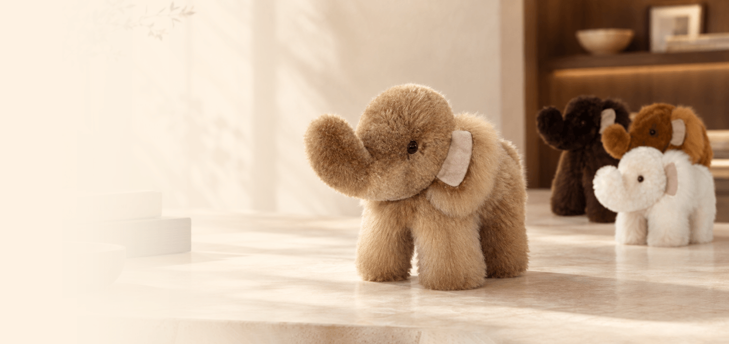 Baby Alpaca Fur-Elephant Ornament 10 Inches