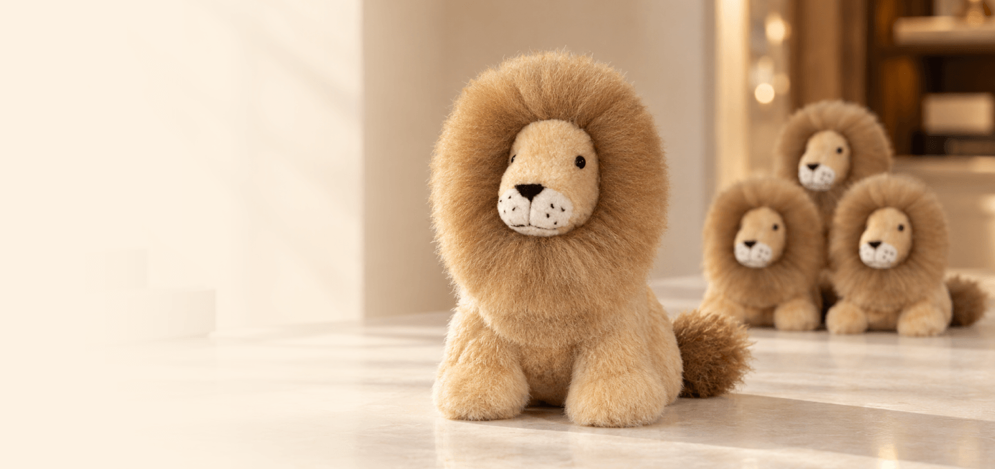 Alpaca Fur - Cushing Lion Ornament 11 Inches