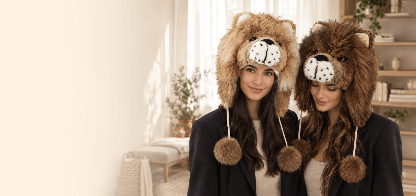 Alpaca Fur Lion Hat With Ear Flaps