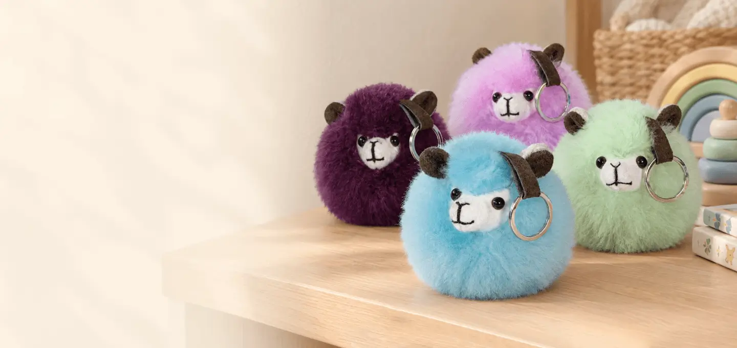 Baby Alpaca Fur-Face Keychain 4 Inches