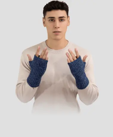 Alpaca Men's Handmade Fingerless Gloves