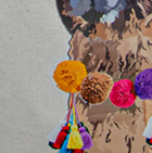 Natural-Pom Pom Alpaca Lady Tote Bag